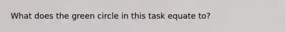 What does the green circle in this task equate to?