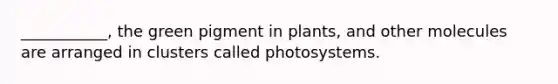 ___________, the green pigment in plants, and other molecules are arranged in clusters called photosystems.