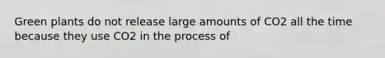 Green plants do not release large amounts of CO2 all the time because they use CO2 in the process of