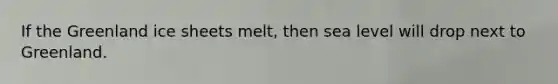 If the Greenland ice sheets melt, then sea level will drop next to Greenland.