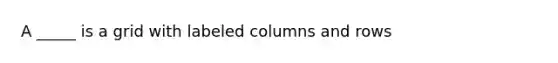 A _____ is a grid with labeled columns and rows