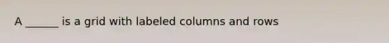 A ______ is a grid with labeled columns and rows