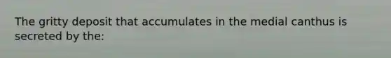 The gritty deposit that accumulates in the medial canthus is secreted by the: