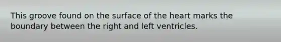 This groove found on the surface of the heart marks the boundary between the right and left ventricles.