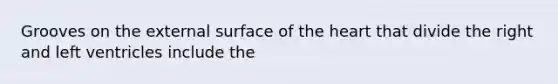 Grooves on the external surface of the heart that divide the right and left ventricles include the