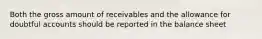 Both the gross amount of receivables and the allowance for doubtful accounts should be reported in the balance sheet