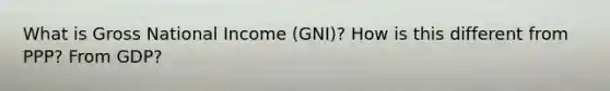 What is Gross National Income (GNI)? How is this different from PPP? From GDP?