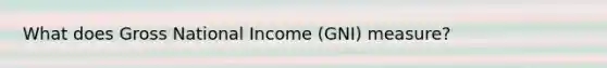 What does Gross National Income (GNI) measure?