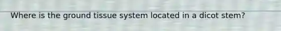 Where is the ground tissue system located in a dicot stem?