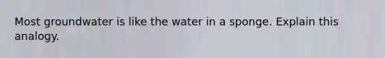 Most groundwater is like the water in a sponge. Explain this analogy.