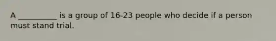 A __________ is a group of 16-23 people who decide if a person must stand trial.