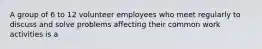 A group of 6 to 12 volunteer employees who meet regularly to discuss and solve problems affecting their common work activities is a