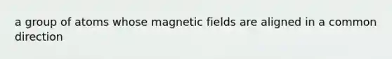 a group of atoms whose <a href='https://www.questionai.com/knowledge/kqorUT4tK2-magnetic-fields' class='anchor-knowledge'>magnetic fields</a> are aligned in a common direction