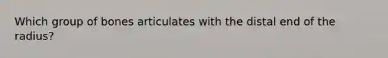 Which group of bones articulates with the distal end of the radius?