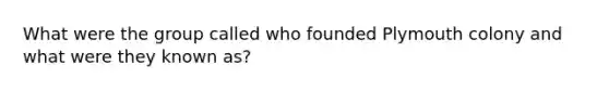 What were the group called who founded Plymouth colony and what were they known as?