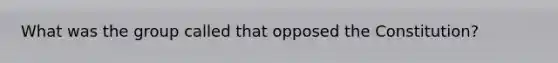 What was the group called that opposed the Constitution?