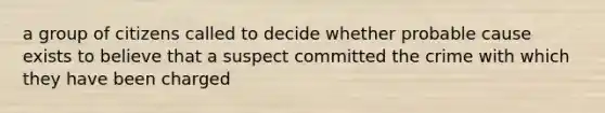 a group of citizens called to decide whether probable cause exists to believe that a suspect committed the crime with which they have been charged