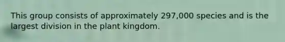This group consists of approximately 297,000 species and is the largest division in the plant kingdom.