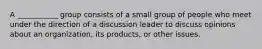 A ___________ group consists of a small group of people who meet under the direction of a discussion leader to discuss opinions about an organization, its products, or other issues.