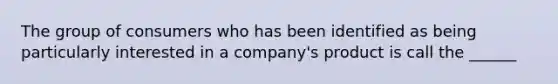 The group of consumers who has been identified as being particularly interested in a company's product is call the ______