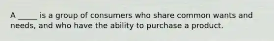 A _____ is a group of consumers who share common wants and needs, and who have the ability to purchase a product.