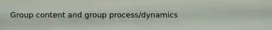 Group content and group process/dynamics