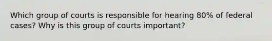 Which group of courts is responsible for hearing 80% of federal cases? Why is this group of courts important?