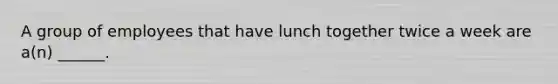 A group of employees that have lunch together twice a week are a(n) ______.