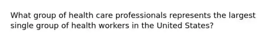 What group of health care professionals represents the largest single group of health workers in the United States?