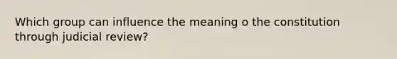 Which group can influence the meaning o the constitution through judicial review?