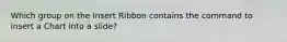 Which group on the Insert Ribbon contains the command to insert a Chart into a slide?