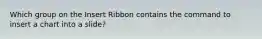 Which group on the Insert Ribbon contains the command to insert a chart into a slide?