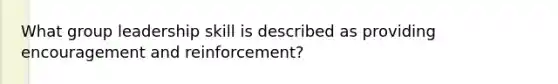 What group leadership skill is described as providing encouragement and reinforcement?