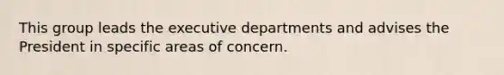 This group leads the executive departments and advises the President in specific areas of concern.