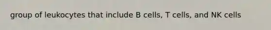 group of leukocytes that include B cells, T cells, and NK cells