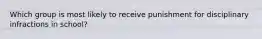 Which group is most likely to receive punishment for disciplinary infractions in school?