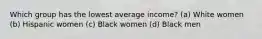 Which group has the lowest average income? (a) White women (b) Hispanic women (c) Black women (d) Black men