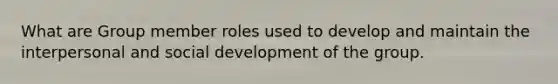 What are Group member roles used to develop and maintain the interpersonal and social development of the group.