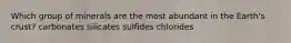 Which group of minerals are the most abundant in the Earth's crust? carbonates silicates sulfides chlorides