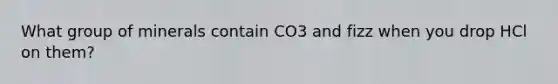 What group of minerals contain CO3 and fizz when you drop HCl on them?