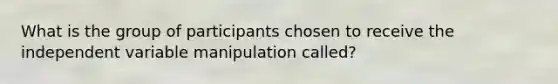 What is the group of participants chosen to receive the independent variable manipulation called?