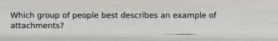 Which group of people best describes an example of attachments?