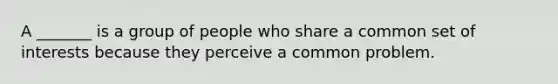 A _______ is a group of people who share a common set of interests because they perceive a common problem.