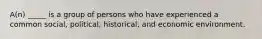 A(n) _____ is a group of persons who have experienced a common social, political, historical, and economic environment.