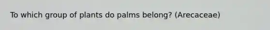 To which group of plants do palms belong? (Arecaceae)