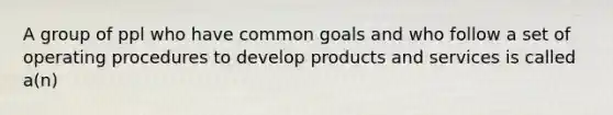 A group of ppl who have common goals and who follow a set of operating procedures to develop products and services is called a(n)