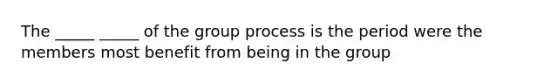 The _____ _____ of the group process is the period were the members most benefit from being in the group