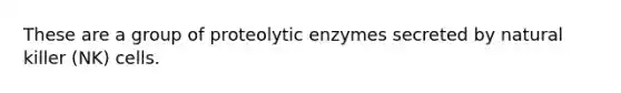 These are a group of proteolytic enzymes secreted by natural killer (NK) cells.