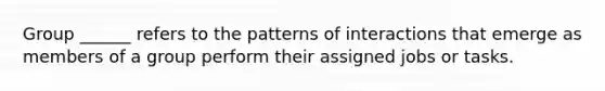 Group ______ refers to the patterns of interactions that emerge as members of a group perform their assigned jobs or tasks.