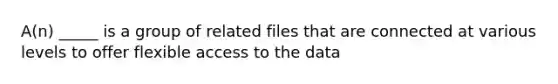 A(n) _____ is a group of related files that are connected at various levels to offer flexible access to the data